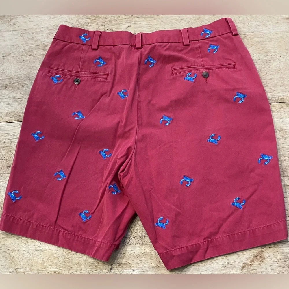 Brooks Brothers 346‎ Men’s Sz 34 Red Cotton Embroidered Crab Bermuda Shorts